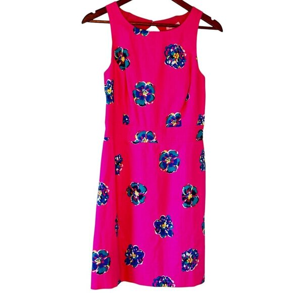Lilly Pulitzer Kirkland Mambo Dress Bright Fuchsia with Blue Flowers Size 4 NWOT - Picture 2 of 11